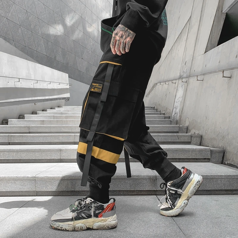 Harajuku Cargo Pants For Men Casual Jogger Harlan Pants Male Ribbon Fashion Sweatpants Men Outdoors Trousers New Streetwear