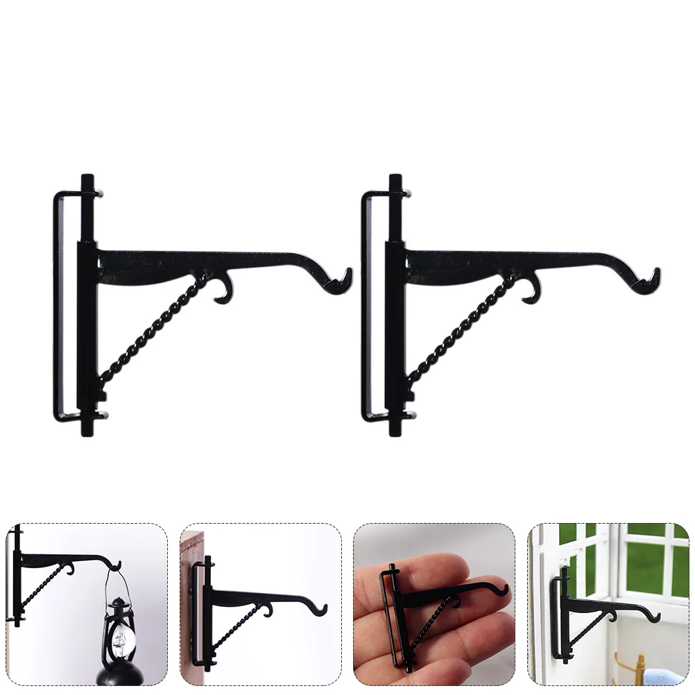 

4 Pcs Decorate Mini Iron Frame Hook Jewelry Holder Miniature Hooks Dollhouse Hangers