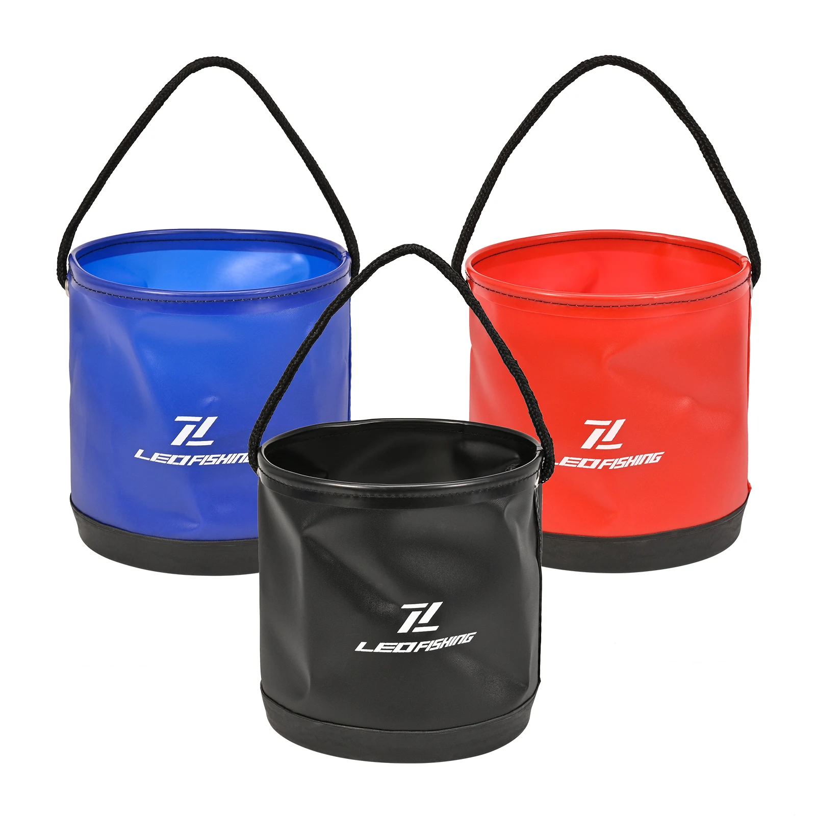 LEOFISHING PVC Coated Folding Fishing Barrel Basket 4L Waterproof Outdoor Essential Fish Protector Accessories