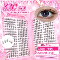 Faux cils naturels légers en grappe de 320, Style tournesol C-Curl, réutilisables pour débutants 1