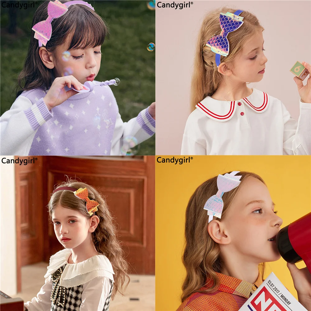 2024 Glitter Hair Bands For Girls Cute Colors Hair Hoop Hairbands Lovely Bow Stars Headbands For Kids Gifts Hair Accessories