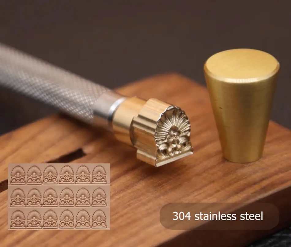 Handmade Leather Stamp 9.5x12mm, Stainless Steel & Brass Metal Embossing Tool, Traditional Pattern DIY Mold For Leather Craft