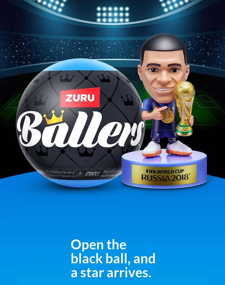 Caja Sorpresa Oficial Zuru Fifa Ballers 2026 con Figura de Acción de Estrella de Fútbol Messi Mbappe, Coleccionable y De