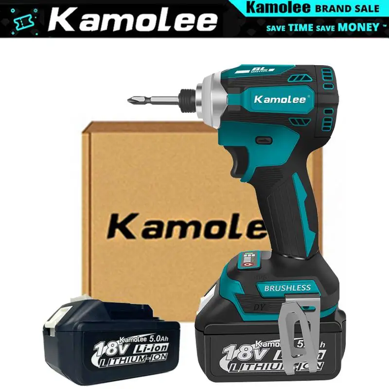 Kamolee 588Nm Avvitatore Elettrico A Percussione Senza Fili Avvitatore A 5 Velocità Utensile Elettrico 1/4 "Con 3 Luci A Led Per Batteria Makita