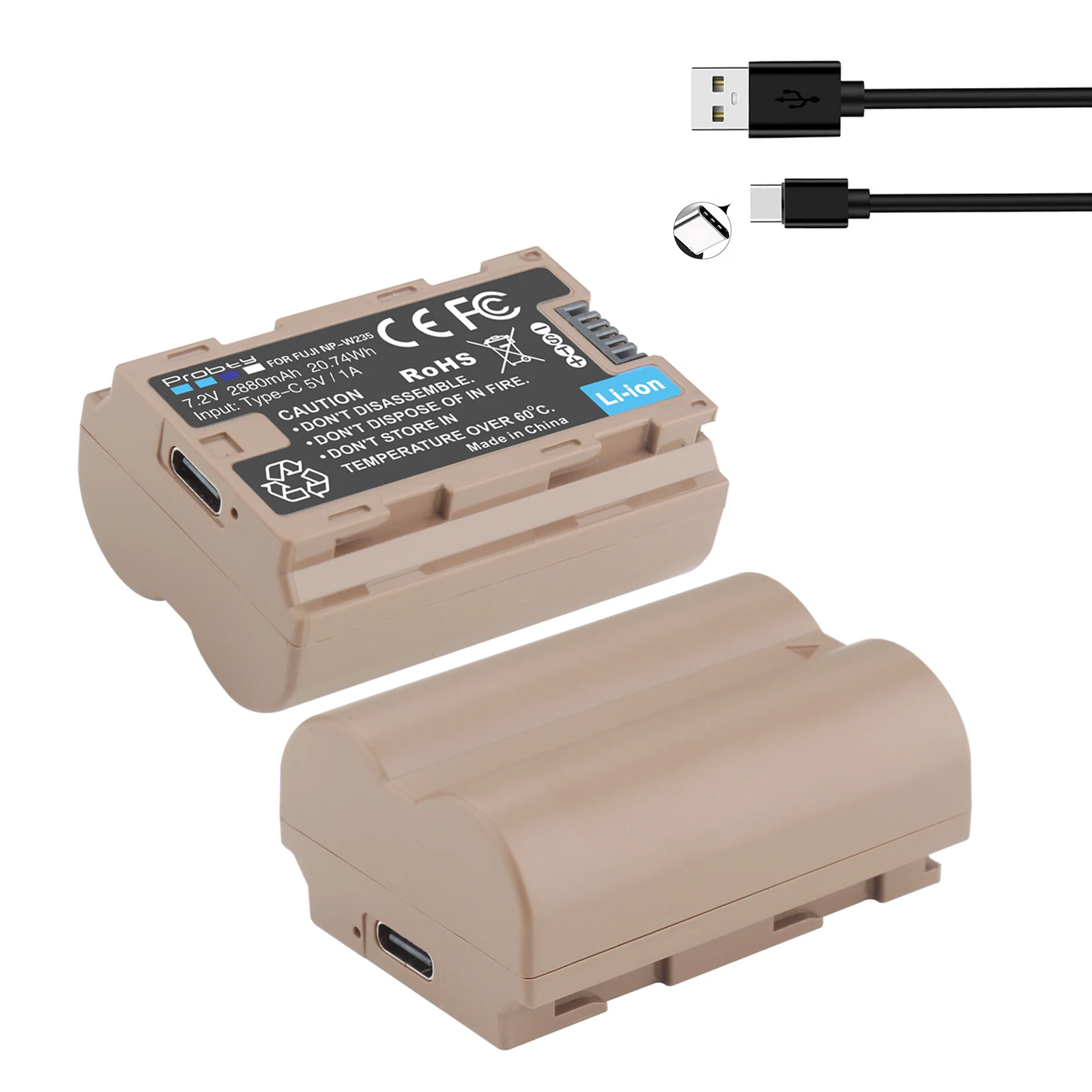 Np-W235 Batteria Agli Ioni Di Litio Npw235 2880Mah Per Fujifilm X-H2S, Gfx 50S Ii, Gfx 100S, X-T4 E Vg-Xt4 Impugnatura Verticale Della Batteria