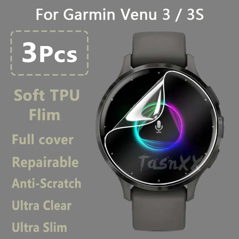 3 Pz Per Garmin Venu 3 3S Smart Watch Ultra Clear Ultra Slim Soft Hydrogel Pellicola Riparabile Pellicola Proteggi Schermo-Non Vetro Temperato