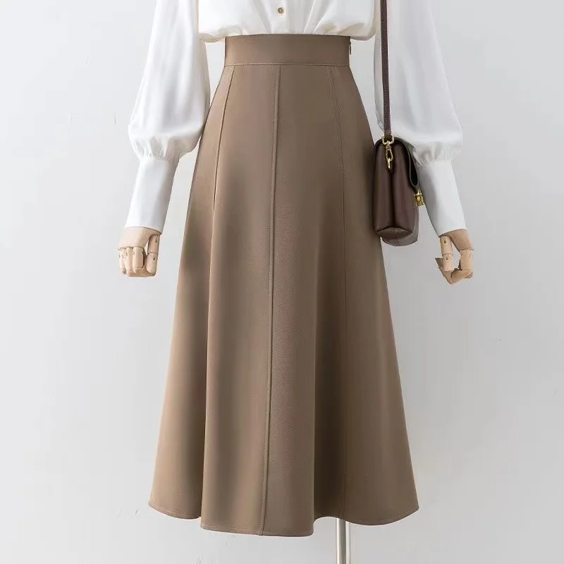 

Women Pleated Skirts High Waist A-Line OL Style Formal Midi Skirts Harajuku Chic Street School Casual Female Skirt Faldas Mujer