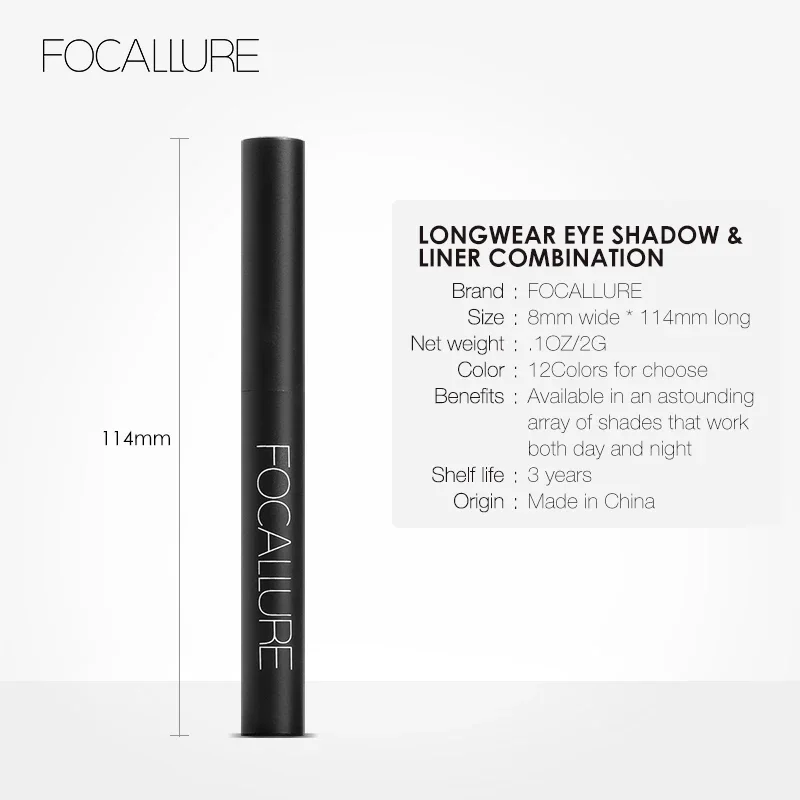 FOCALLURE 12 Colors Eyeshadow Sticker Cosmetics Eye Shadow Pencil Highlighter Shimmer Eyes Makeup Eye Shadow Liner