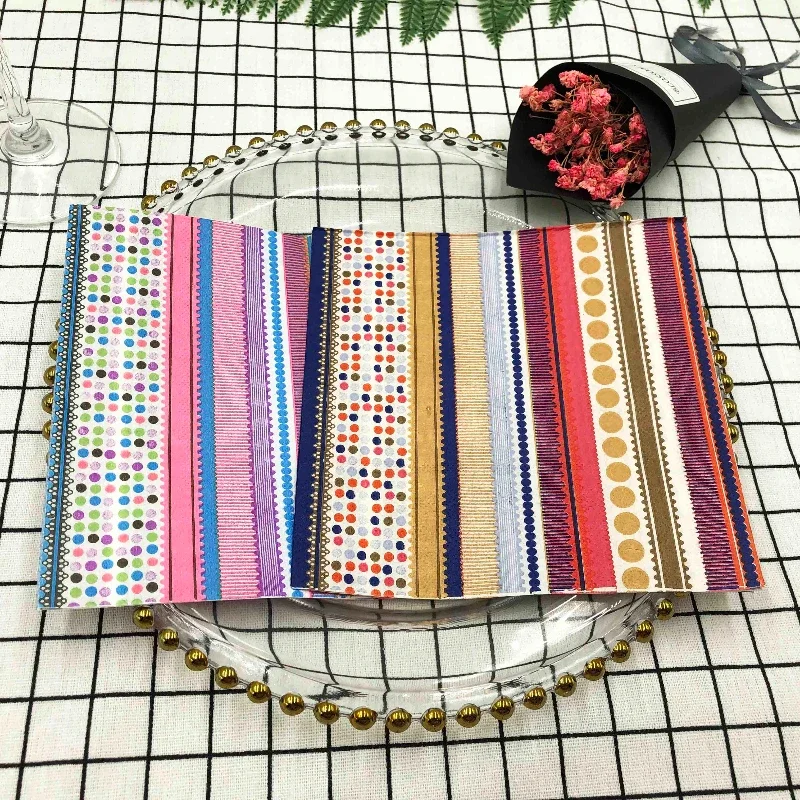 Striped Polka Dot Colourful Printed Napkins 20pcs/Pac paper napkins disposable paper placemats tissue paper decoration