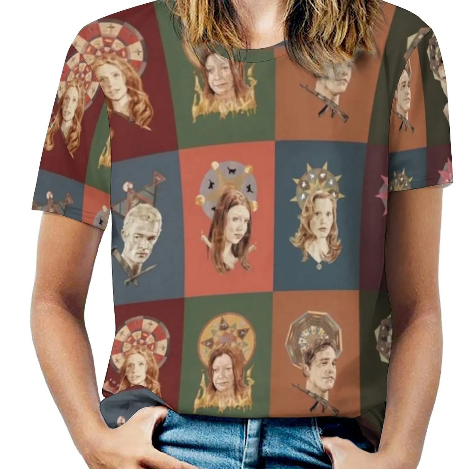 T-Shirt The (Of Women Girocollo Casual Manica Corta Top T-Shirt Estiva Buffy Btv Buffy The Vampire Scooby Gang Scoobies Tv