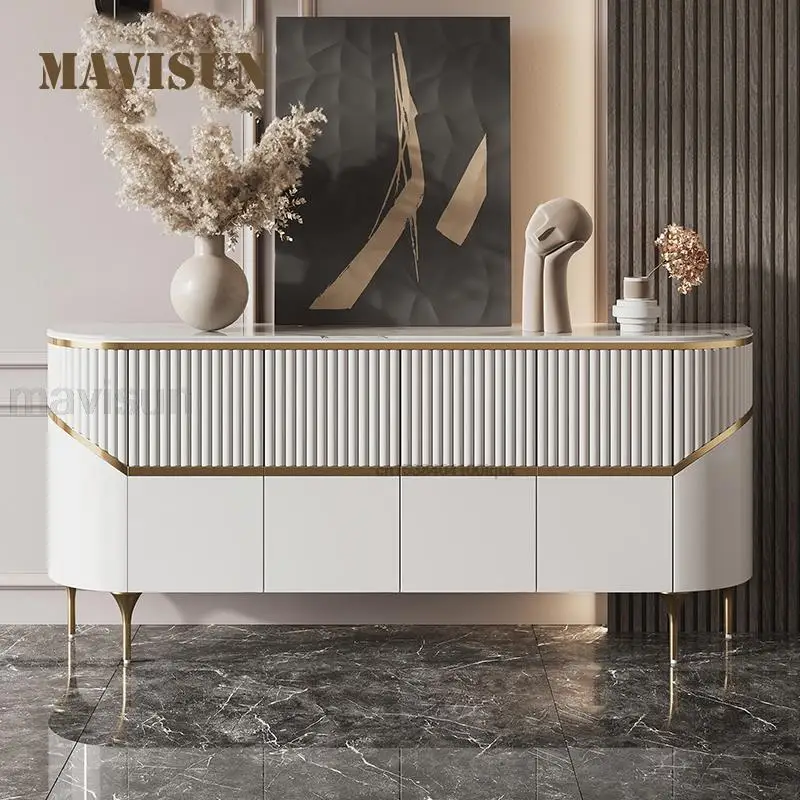 Auxiliary Furniture Display Cabinet Italian Design Vintage White Marble Sideboard For Kitchen Large 2m Dining Cupboard