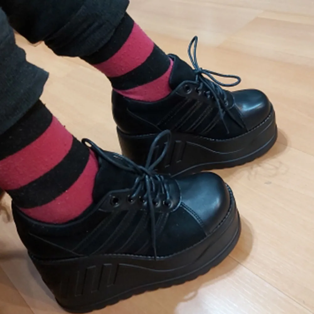 Women Shoes Big Size 35-43 Brand Design Female High Heels Goth Flats Cosplay Platform Sneakers Street Punk Wedge