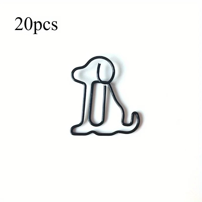 20pcs 개 모양 종이 클립 사무용품 동물 종이 클립 다채로운 특수 모양 문서 빌 정리 종이 클립