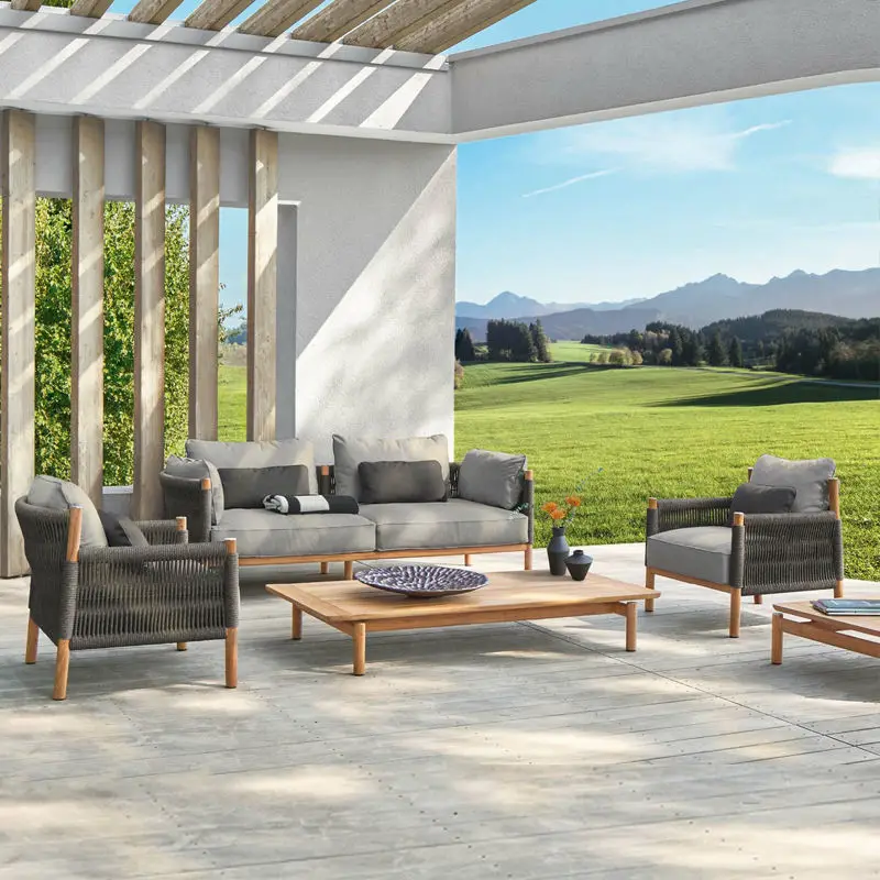 

High Quality Wood Teak Sofa Resort Villa Hotels Garden Patio Furniture Sets Outdoor Sofas