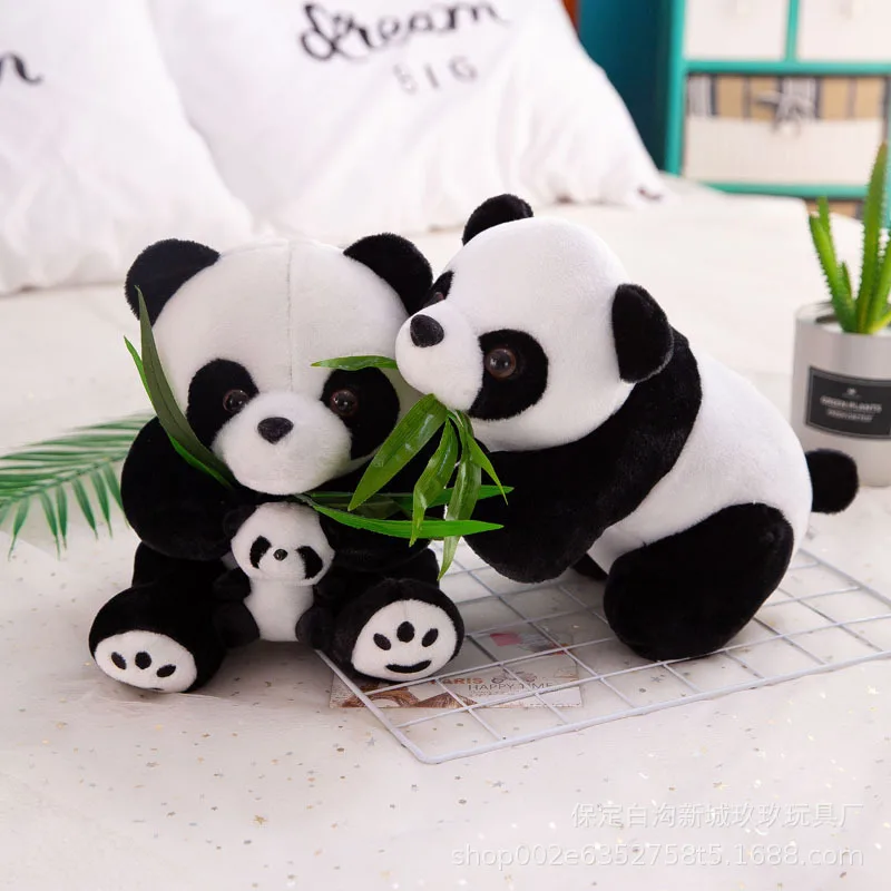 Wxizhu Plushies Plush Toy Panda Doll Eating Bamboo Panda Plush Toy Soft Toy Color : Loan, Size : 40 cm