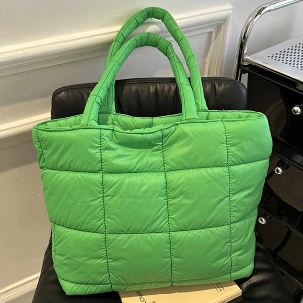 Qvenou Quilted Padded Tote Bag For Women - Lightweight Down Cotton Shoulder Handbag