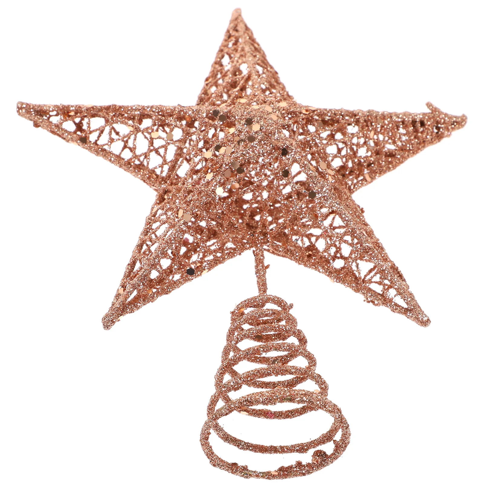 

20cm Glitter Christmas Tree Top Star Christmas Tree Iron Star Topper Glittering Christmas Tree Decoration Ornaments (Rose Gold)