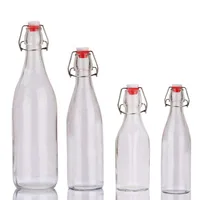 Glass Swing Top Storage Bottle High Flint Various Size Round Glass Bottles  for Sparkling Water MOQ2000 Cheap Custom Print Logo 2