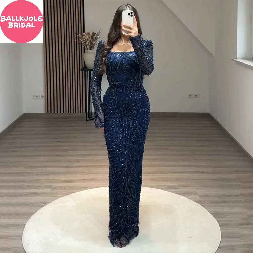 Illusion Green High Neck A-Line Elegant Dubai Arabic Sequins Prom Gowns Party Dress cc794