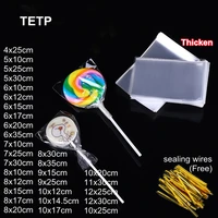 TETP 100Pcs Clear Top Open Bag Thicken Cellophane Handmade Cookies Candy Lollipop Packaging Favors Gift Decoration OPP Plastic 1