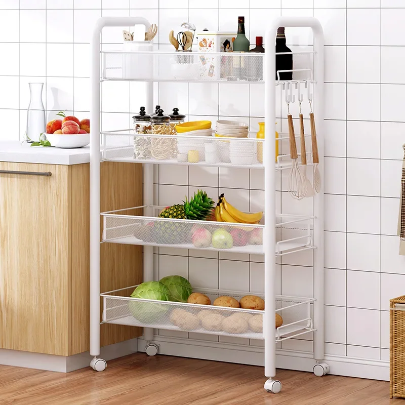 Removable Multi-Layer Kitchen Rack, Floor to Ceiling, Removable Trolley, Home, Bedroom, Snack, Vegetable Basket