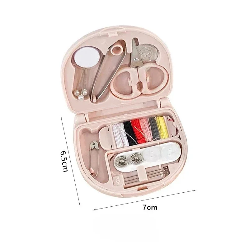 Portable Handheld Sewing Kit, Mini Travel Sewing Machine with Threads Needles Scissors for Emergency Clothing Repairs, DIY