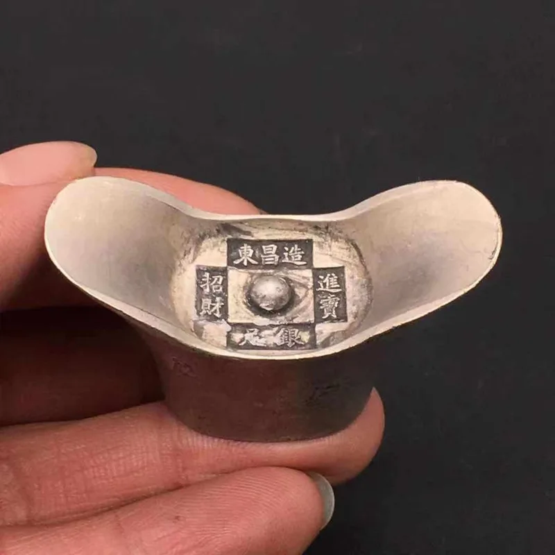 

Antique Antique Pure Copper Sycee Old Objects Pure Silver Two Small Sycee Three-Dimensional Foot Silver Ingot Ornaments