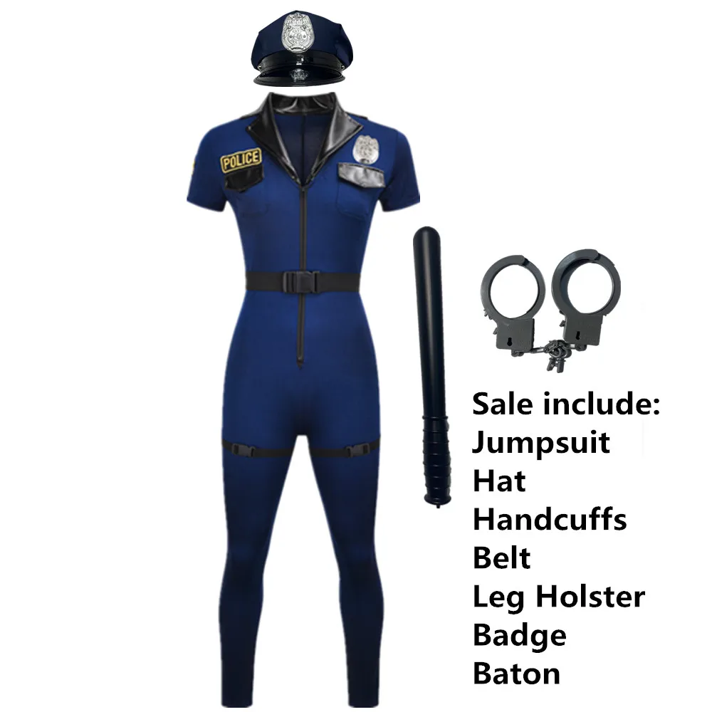 

Female Sexy Police Costume Cop Officer Cosplay Uniform Halloween Policewoman Fancy Party Dress