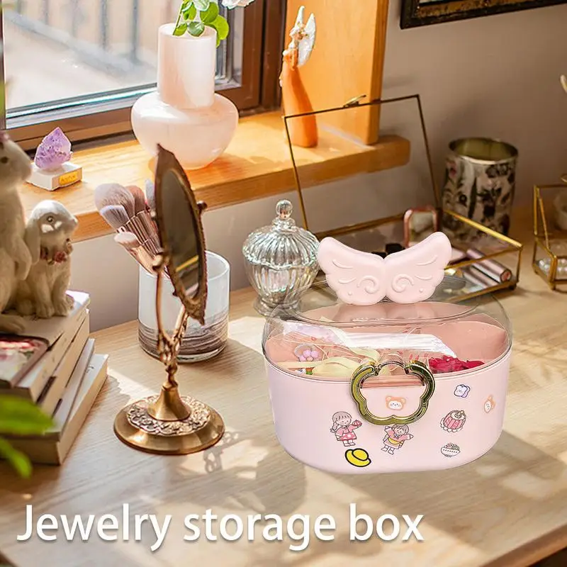 

Cute Multi Functional Storage Box Children's Storage Box Girl Jewelry Organizer Bead Storage Case Princess Wind Macaron Suitcase