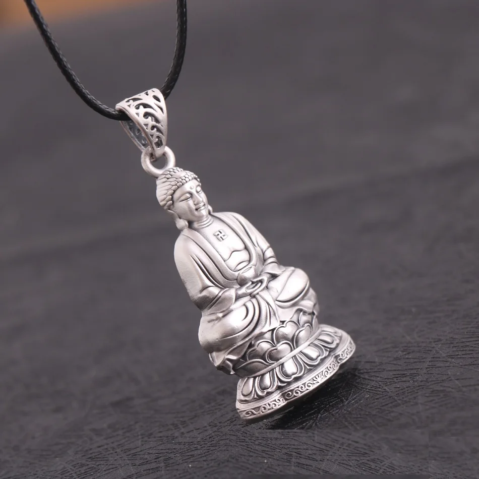Good Luck Necklace Shiny Rhinestone Decor Buddha Necklace - Temu