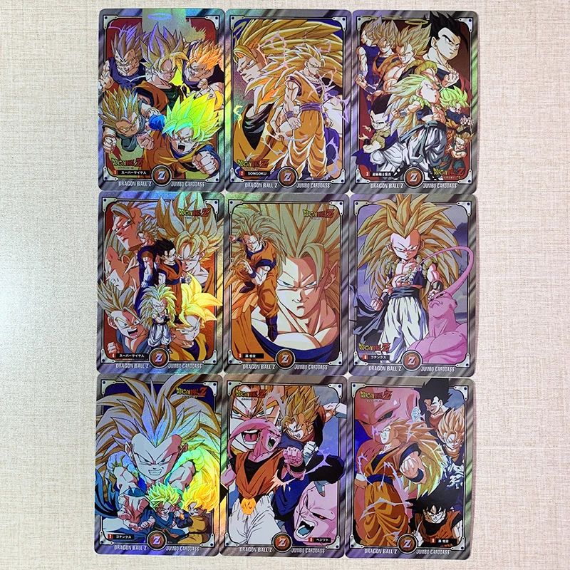 

Dragon Self Made Rainbow Refraction Ball Son Goku Super Saiyan One Trunks Majin Buu Vegeta IV 9pcs Game Collection Flash Cards