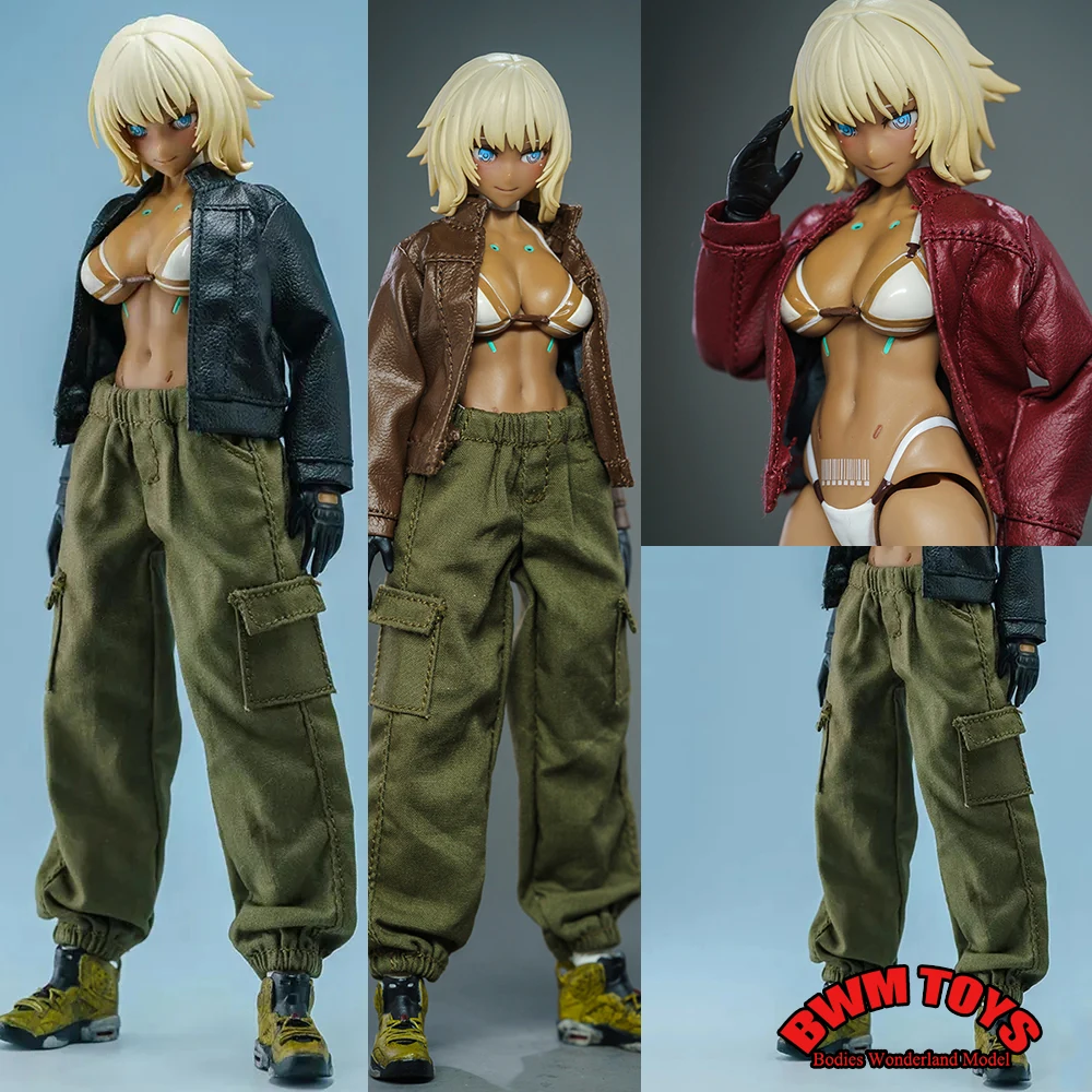 

3 Colors 1/12 Fashion Women's Leather Jacket Coat Leggings Cargo Pants Clothes for 6'' Female Mobile Suit Girl Action Figure