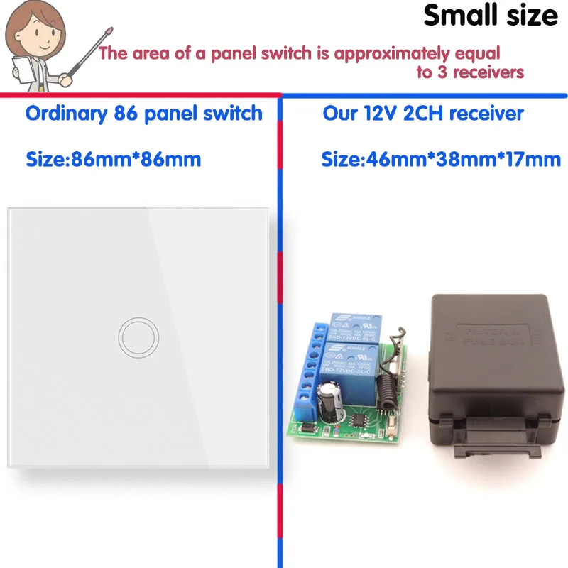 Interruttore Telecomando Wireless 12V 2 Canali - Portata 3 Km - Trasmettitore + Ricevitore Per Controllo Luci, TV, Motori, Cancelli E Telecamere - Sistema A Codice Fisso