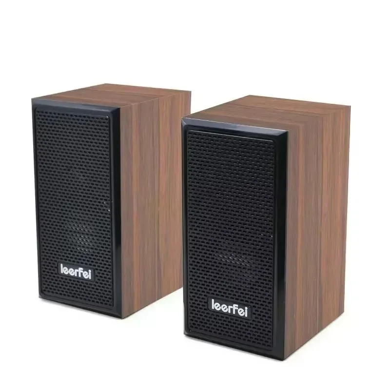 Computer Speaker 3D Stunning Sound Quality Subwoofer Computer Wooden USB Stereo Desktop Sound Desktop Laptop Phone Home Gift System