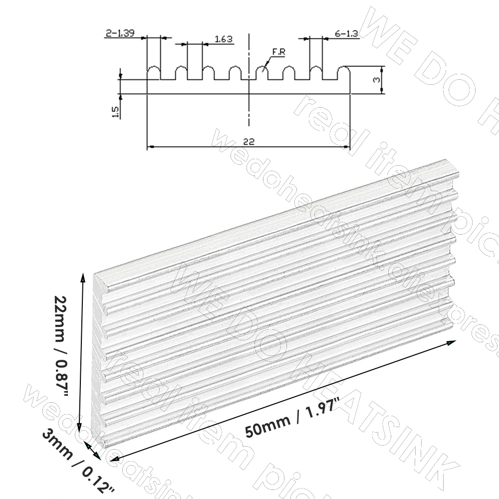 50x22x3mm 냉각 용 블랙 알루미늄 히트 싱크 MOSFET VRam 레귤레이터 열 테이프가있는 VRM 스테퍼 드라이버