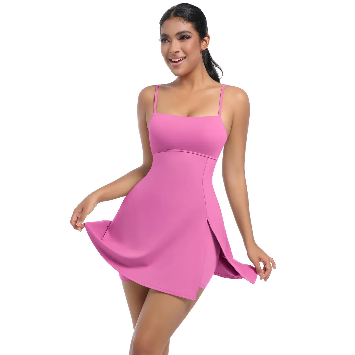 Tennis Dress With Shorts&Chest Pads Women Golf Badminton Clothing Casual Activewear Workout Gym Outfits Sport Dress Underneath