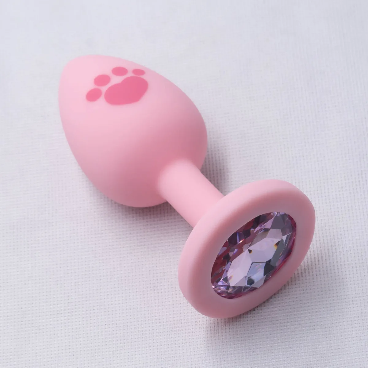 HeartCaptor Silicone Anal Plug Set 4 Sizes Cat Paw Crystal Base Pink - Details 11