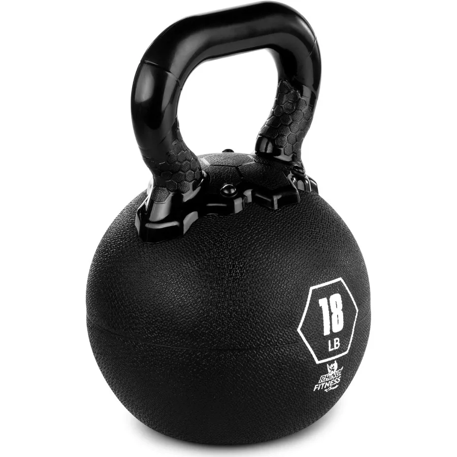 Kettlebell Rubber Weights, Black - Premium Strength Training Equipment -18 Pounds