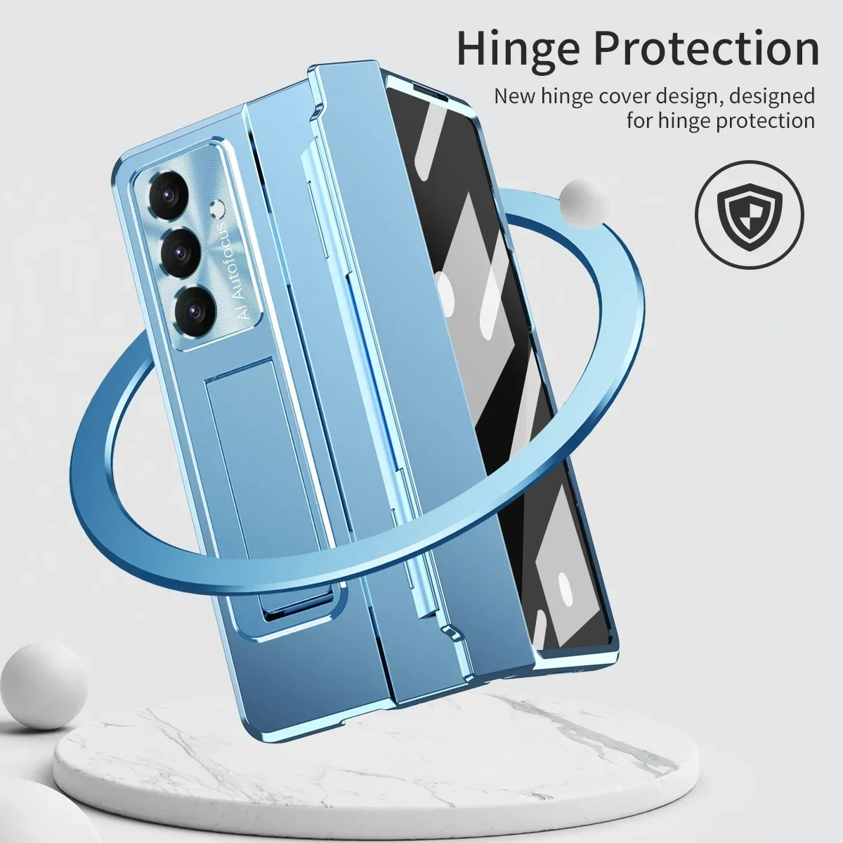 Elegant Pure Color Shockproof Folding Cover with Flat Hinge Support