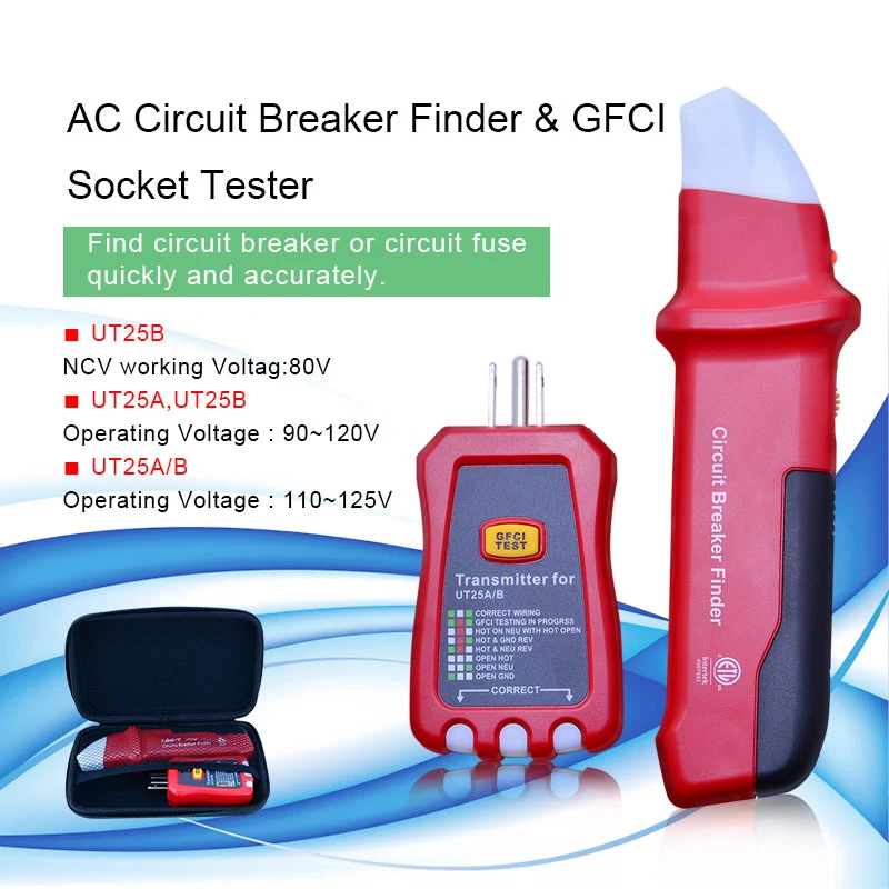 

Xin Tester Digital AC Circuit Breaker Finder+GFCI Outlet Receptacle Detector US Electrical Socket Tester Locator 90-120V XT-33A