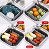 Adjustable Drain Rack Stainless Steel Sink Drain Rack Fruit Vegetable Drain Basket Kitchen Retractable Drying Rack 4