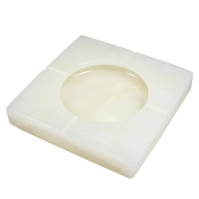 

Natural White Jade Square Ashtray High-end Office Home Creative Large Hotel Lettering Luxurious Gift Giveaways