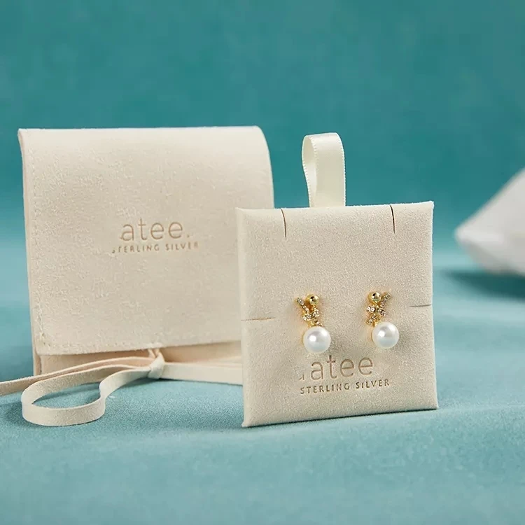 

100PCS Custom Jewelry Pouch Packaging White Microfiber Packaging Bag Suede Jewelry Pouch with Your Logo