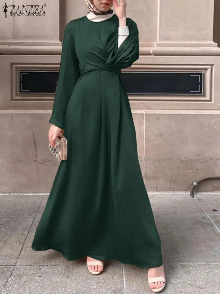 Abaya Ramadan Muslim Hijab Dress Abayas For Women Satin Party Sundress Zanzea Isamic Clothing