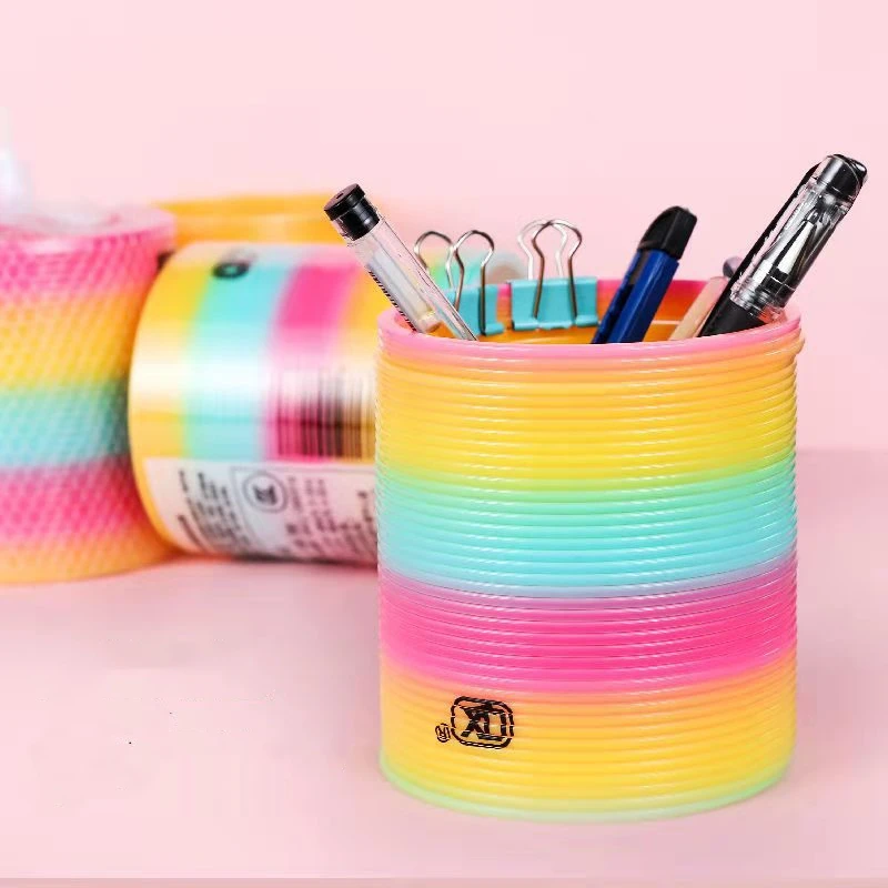 Anti Stress Toys Fidget Toys Mini Fingertip Toy Uaincube Fashion Colorful Rainbow Circle Folding Plastic Spring Coil Stress Relief Fidget Toys For Children Creative Educational