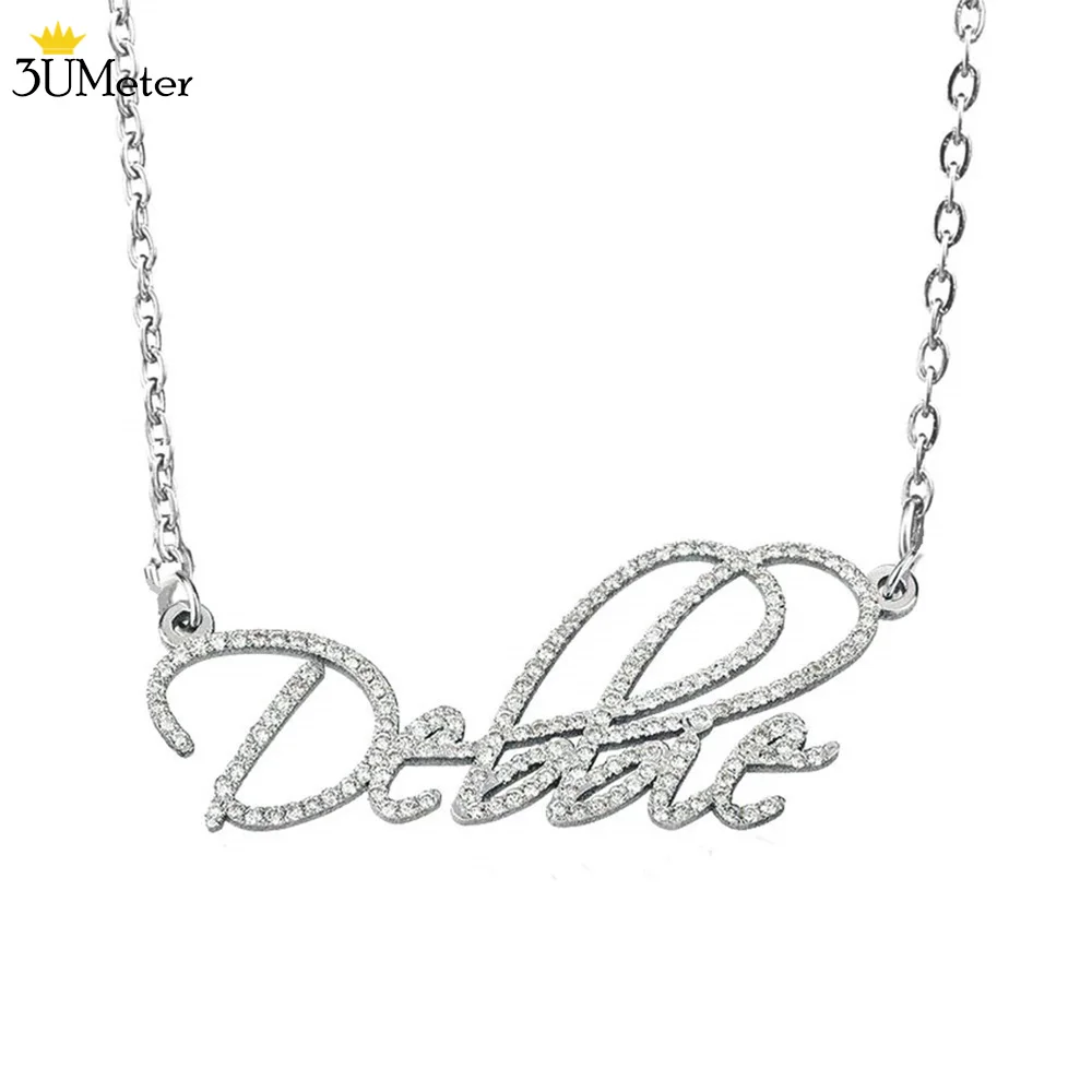 Sparkling Custom Name Necklace with Crystal Diamond Personalized Name Necklace for Women Stainless Steel Choker Jewelry Gifts