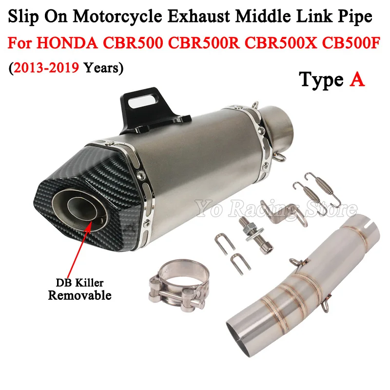 Slip On For Honda CBR500 CBR500F CB500X R 2013 - 2019 Years Motorcycle Exhaust Escape Modify Mid Link Pipe Muffler DB Killer - Image 5