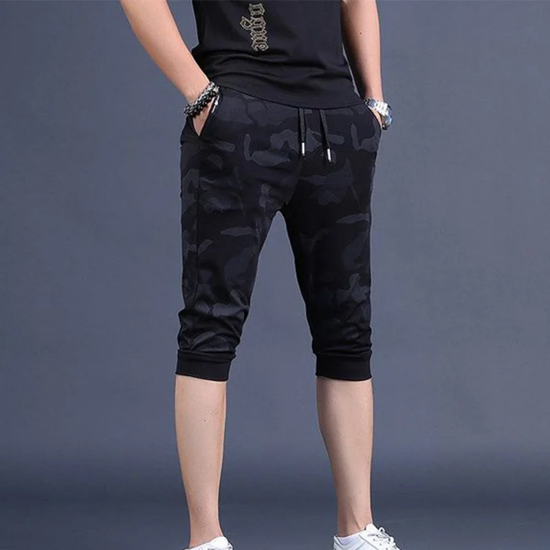 2024 Summer Loose Casual Elegant Fashion American Retro Shorts Oversized Men's Wear Handsome Camouflage Drawstring Pockets Pants