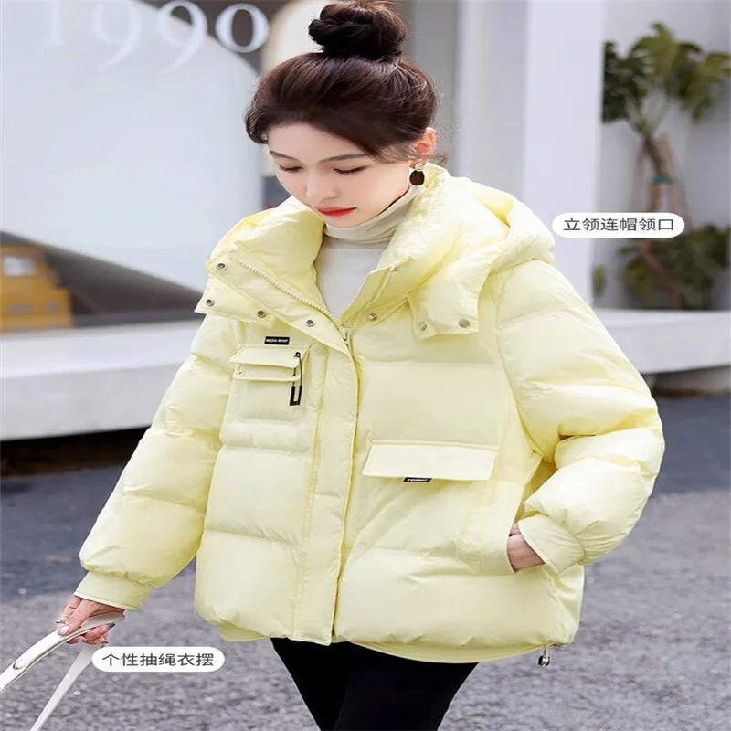 

Женский пуховик, модная повседневная короткая куртка с капюшоном на белом утином пуху, теплые утепленные корейские куртки, женская куртка, Chaquetas