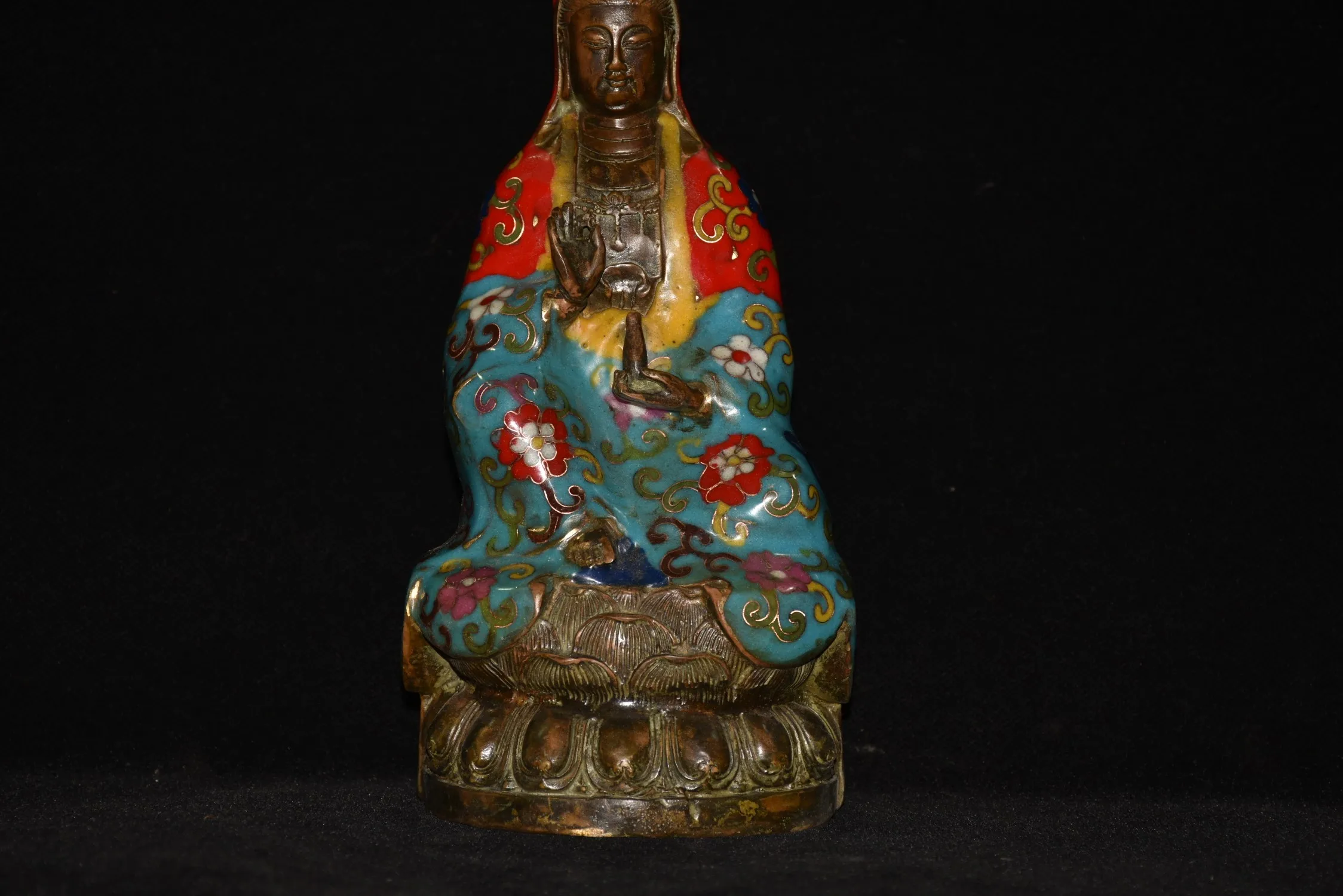 

12"Tibet Temple Collection Old Bronze Cloisonne Enamel Gilded Rooster Statue Coin Treasure Bowl Amass wealth Ornaments